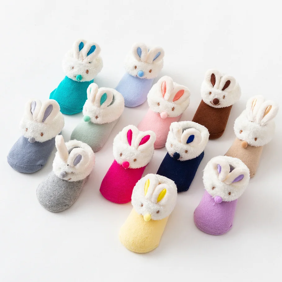 

New 3d rabbit ears non slip fuzzy thermal baby socks, Picture shown