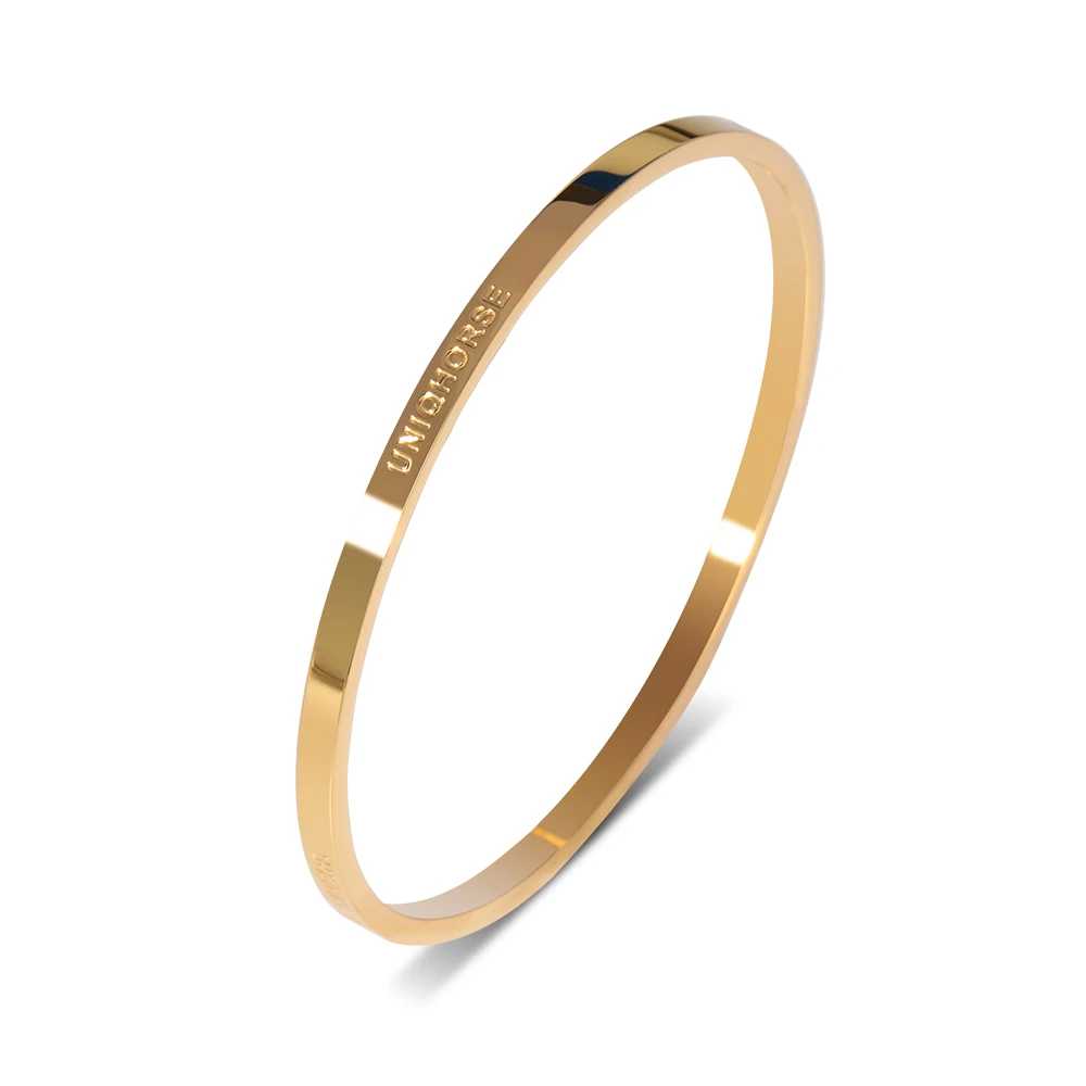 
18K Gold plated personalised Inspirational bangle custom blank engraved bracelet 