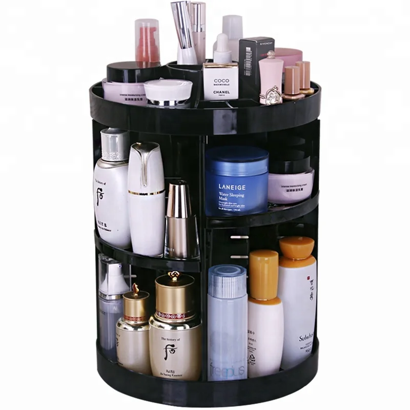 

DIY Adjustable Cosmetics Caddy Shelf Organizer Box Carousel Spinning Holder Storage Rack 360 Rotating Makeup Organizer