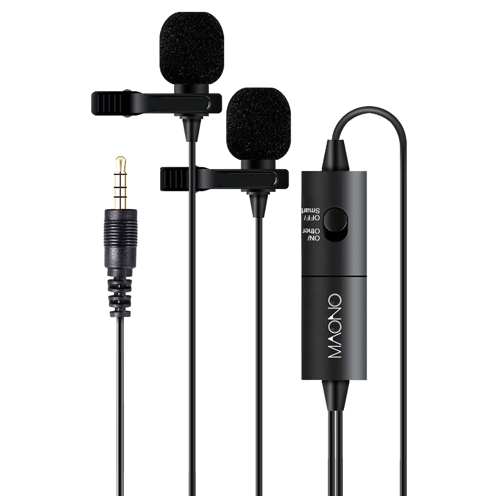 

MAONO 3.5mm plug wired podcasting microphone with microphone clip, Black