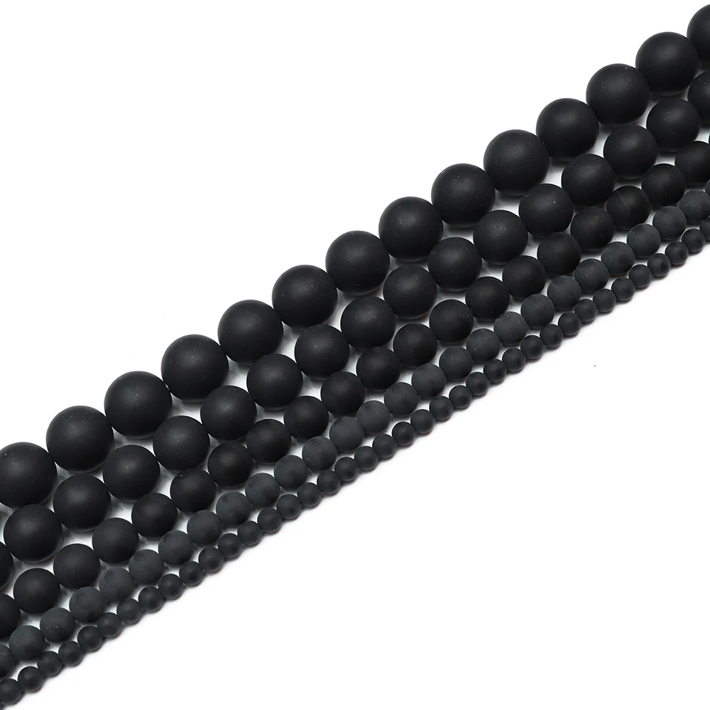 

Wholesale Alibaba Jewelry Making Accessory 4 6 8 10 12 mm Matte Round Black Agate Onyx Stone Beads
