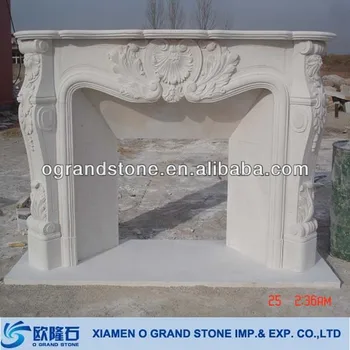 White Granite Wood Burning Composite Artificial Stone Fireplace