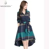 NAVSEGDA 2019 New style plaid shirt irregular long fashion polo collar printing dress