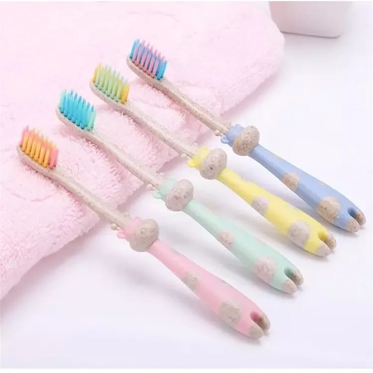 

Wholesale Kids Multifunction Wheat Straw Toothbrush Kid Soft Toothbrush, Customized,pink,blue,green