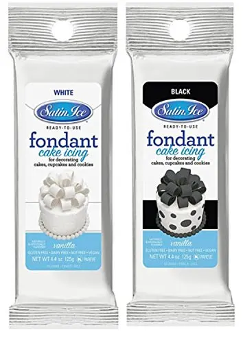 Satin Ice Fondant - 4.4oz Packs (White and Black (2 x 4.4 oz))