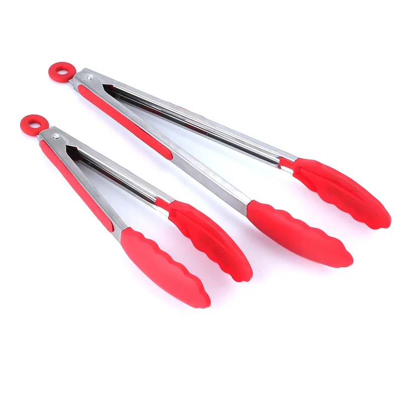 

Dese Silicone Food Tong Stainless Steel Kitchen Tongs Silicone Non-slip Cooking Clip Clamp BBQ Salad Kitchen Tool 9 Inch/12 Inch, Red/blue/green/black