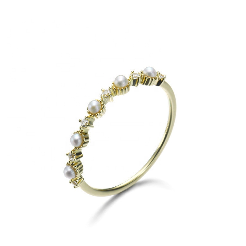 

10K solid Pearl Ring gold 2 gram gold ring, Yellow gold