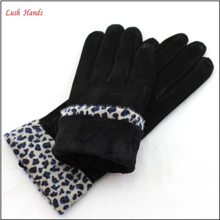 women fashion lamb suede gloves finger touch gloves