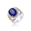 925 sterling silver cz pave real blue sapphire gemstone ring for men
