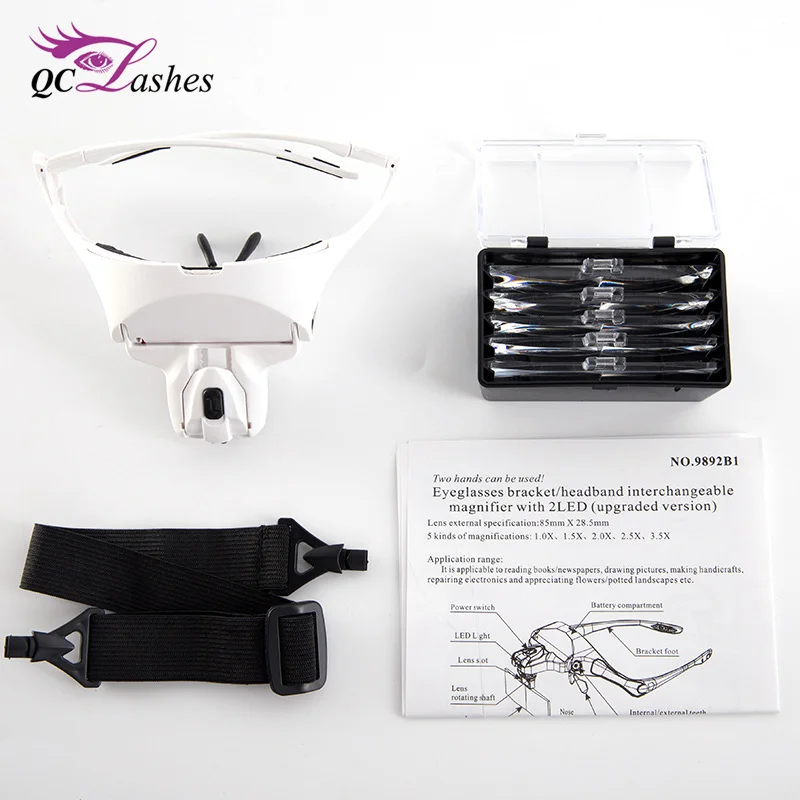 

5 Lens Magnifier Glasses Eyelash Magnifying Glasses for Eyelash Extension, White