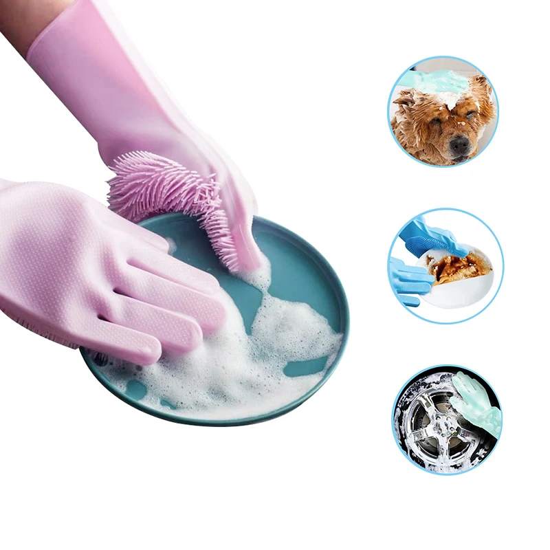 

2019 China Direct factory Washing Dish Cleaning Rubber Insulation BBQ Gloves Magic Silicone Gloves, 8 colors