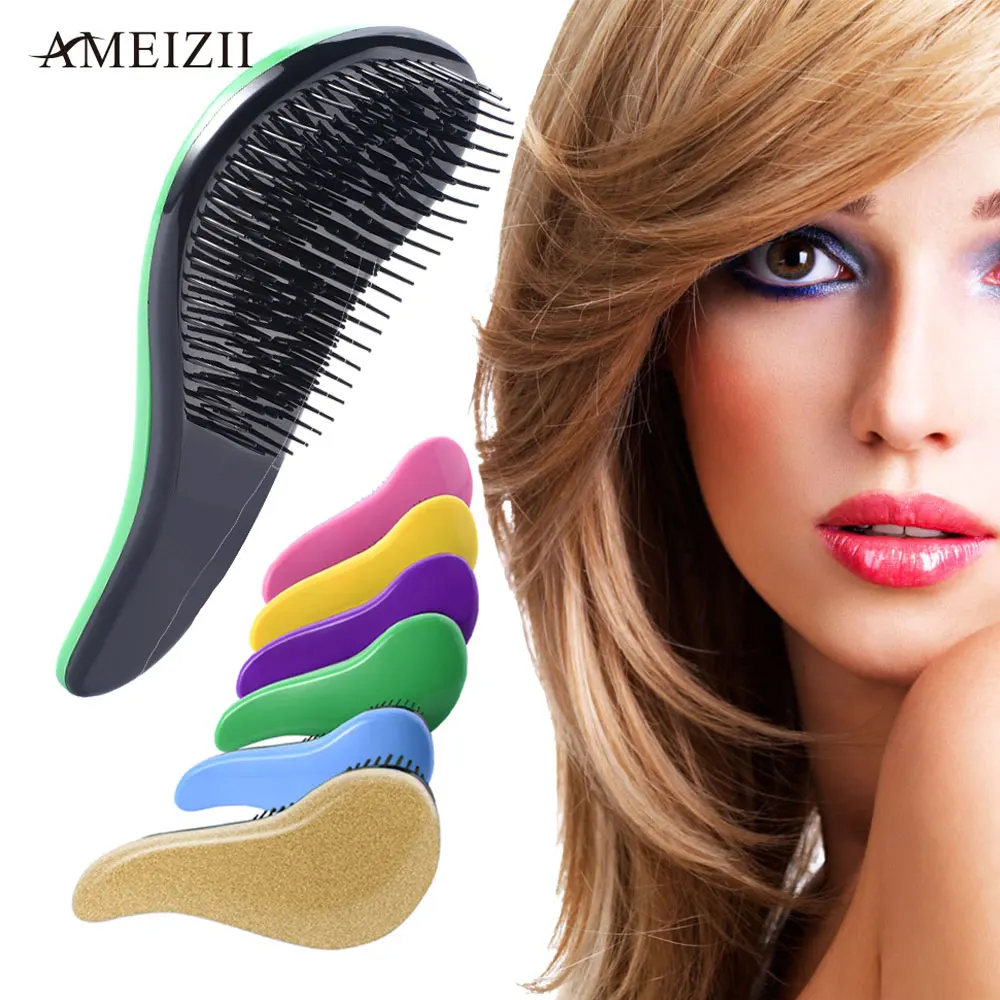 

AMEIIZII Plastic Hair Comb Detangling Hair Brush Detangler Hairbrush Escova De Cabelo Hair Styling, Blue,green,pink,purple,red,white,yellow,black