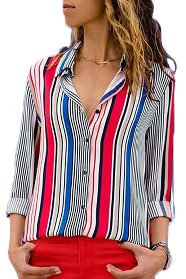 fashion latest hot black brown striped v collared shirt for