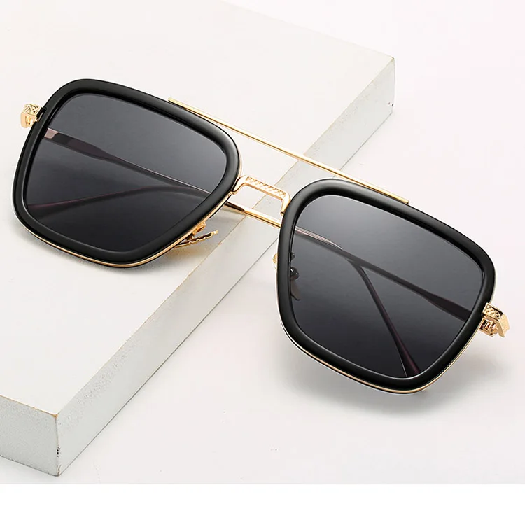 

2019 Iron Man sunglasses European and American trend glasses men's personality double beam sunglasses, 11 colors