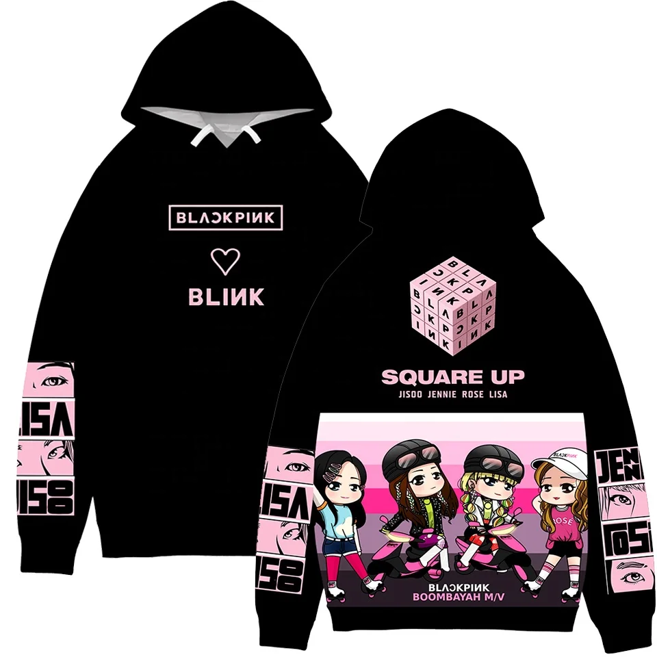 

Blackpink kpop hoodie 3D printing high quality hip hop hoodie, Customized color