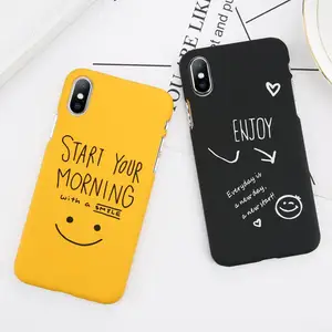 Free Shipping Cute Smile Face Hard PC Case for iPhone XR XS Max Funny Cartoon Letter Back Cover for iPhone 8 7 6S Plus Coque