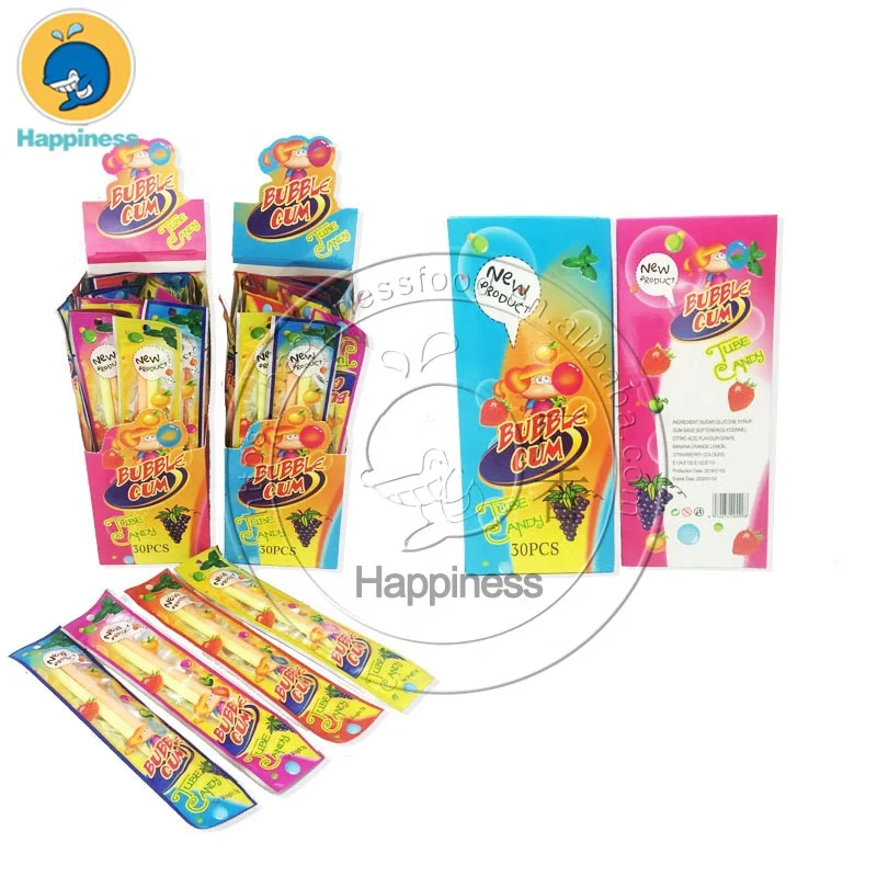 

chinese fruit flavor powder bubble gum tube candy
