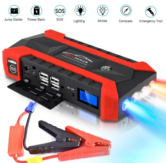 Emergency Power Supply 20000mAh Portable Power Pack Up to 6L Gas or 6L Diesel Engine Jump Starter Car Battery Charger 12V Portable Auto Lead-acid Battery Booster with LED Light