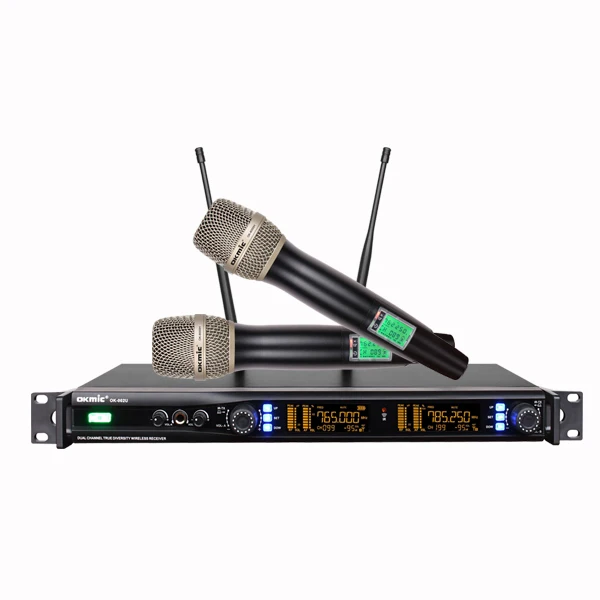 

Factory Dual channel teaching wireless microphone with handhold mic, Black