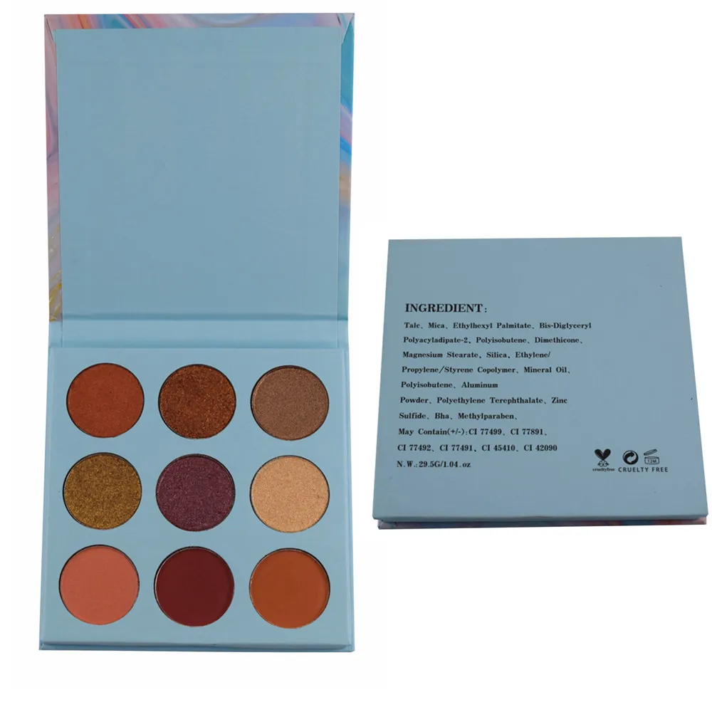 

High pigment custom colors 9 colors eyeshadow palette private label eye shadow