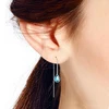 Jewelry Factory Sterling Silver S925 Cubic Zirconia Teardrop Thread Earrings