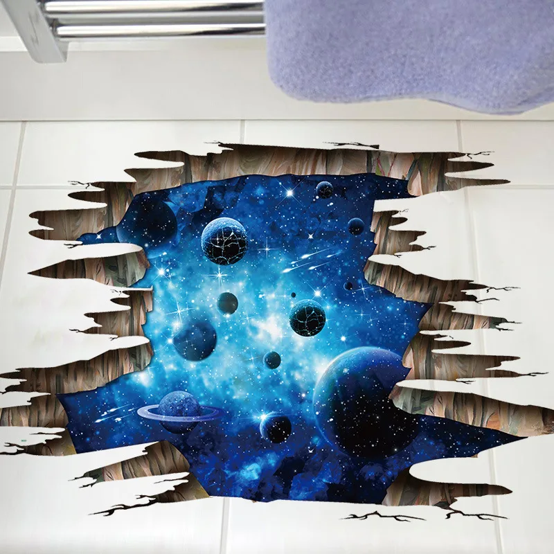 

3d cosmic space galaxy children wall stickers for kids rooms nursery baby bedroom home decoration decals for murals