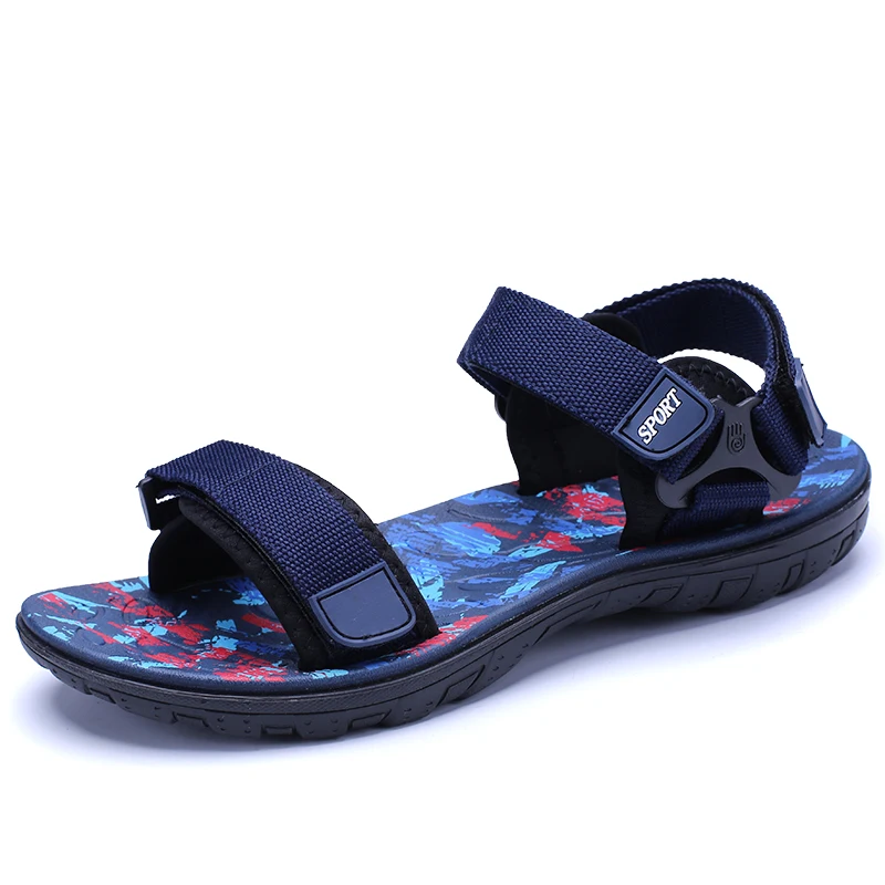 

casual adult mesh buckle man sandals, Blue-red,black-red,black-green