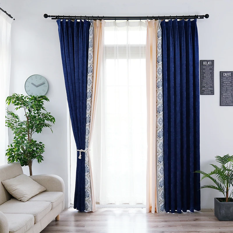 

European Royal Chenille Curtain Imported Elegant Drapes Curtains Living Room Hotel Cafe Polyester Cotton Flat Window All-season