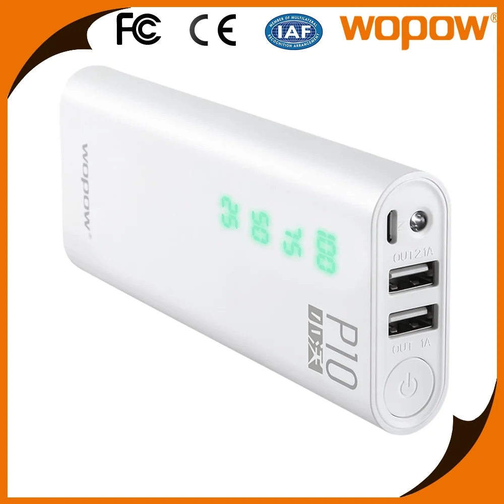 WOPOW P10 Hot selling 2016 portable dual USB external battery with real capacity power bank 10000mah