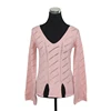 Wholesale new design ladies irregular pullover sexy v neck hollow out flare sleeve soft thin pink women sweater