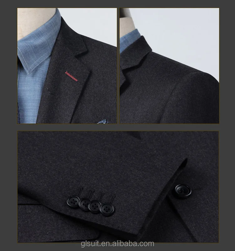 95%wool 5%cashmere Two Button Notch Lapel Black Grey Office Uniform ...