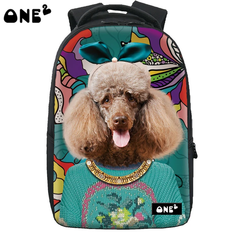 

ONE2 design poodles pattern school bag clear backpack for laptop large capacity lightweight, Customized