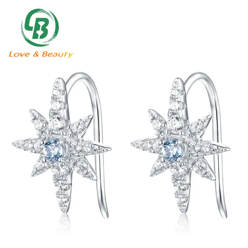 

Design jewelry star shaped pierced earrings Sterling silver topaz earrings, Picture