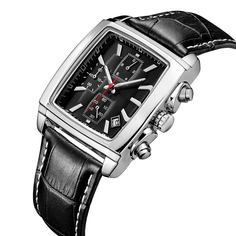 popular fashion top brand mens luxury square business sport watches for men