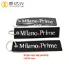 Custom Flag Logo Fabric Flight Tag Woven Embroidery Key Chain For Shoe