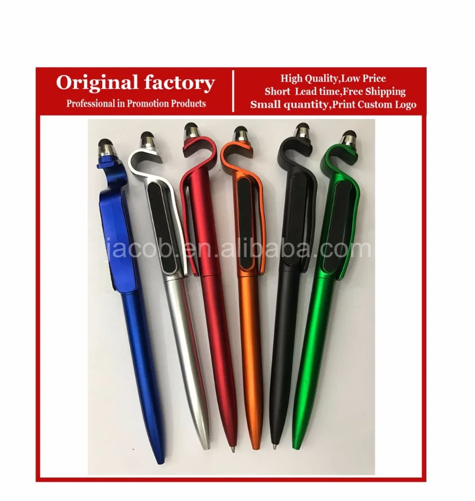 

plastic stylus ball pen with phone holder and screen cleaner