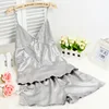 Summer Women Sleeping Wear Sexy Pajama Sets Lace Trim Satin Spaghetti Strap Top and Shorts Pajama Set