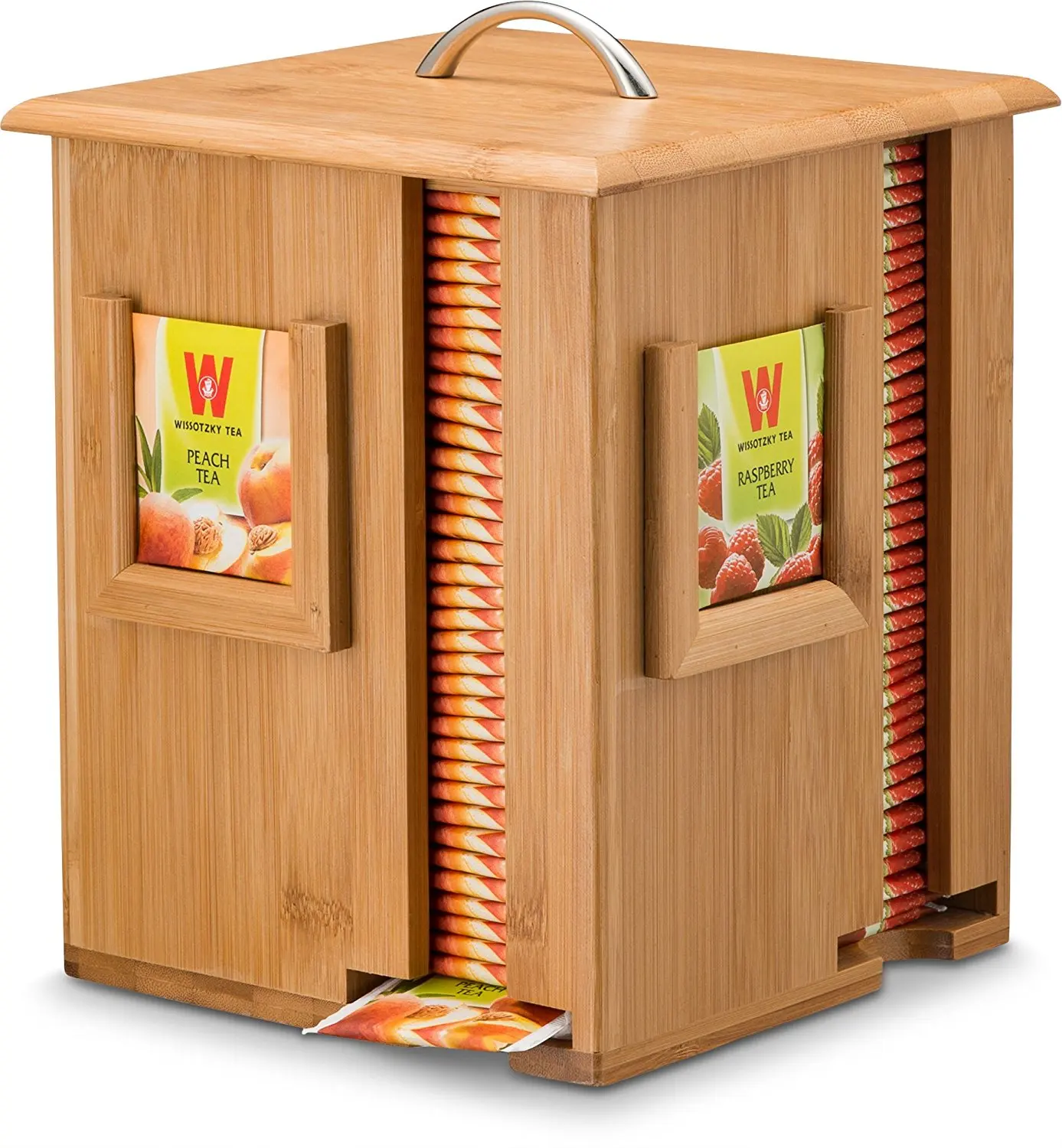 Download Bamboo Tea Dispenser/standing Tea Box With Lid And Handle ...