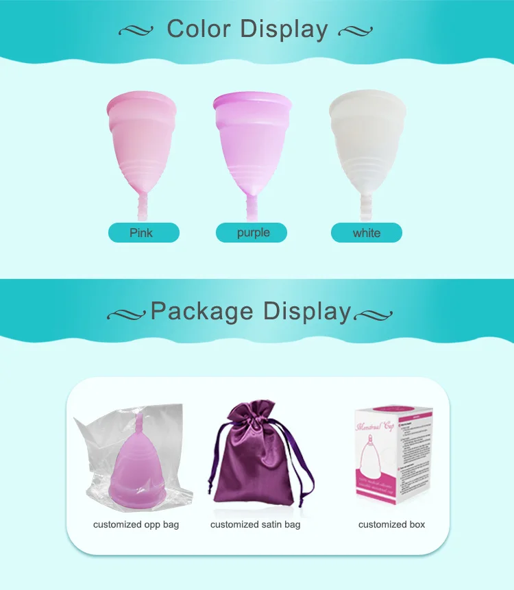 Wholesale Custom Brand Package Menstrual Cup 100% Medical Silicone 