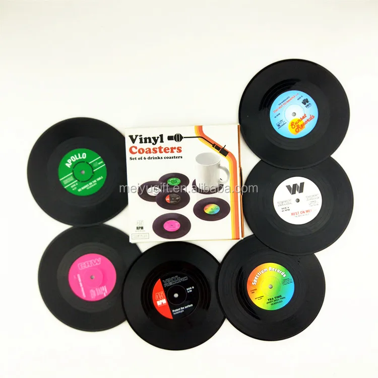 

Hard plastic vinyl record coaster mat Factory in stock low MOQ, Black