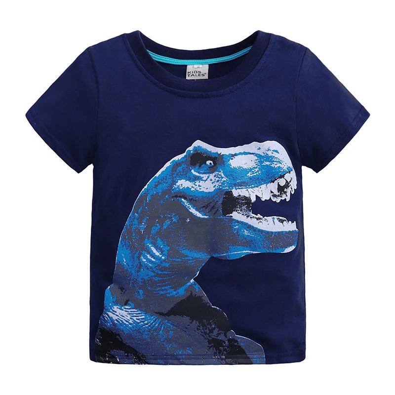

boys new short-sleeve summer t-shirts wholesale children cotton printing dinosaur shirt, As picture