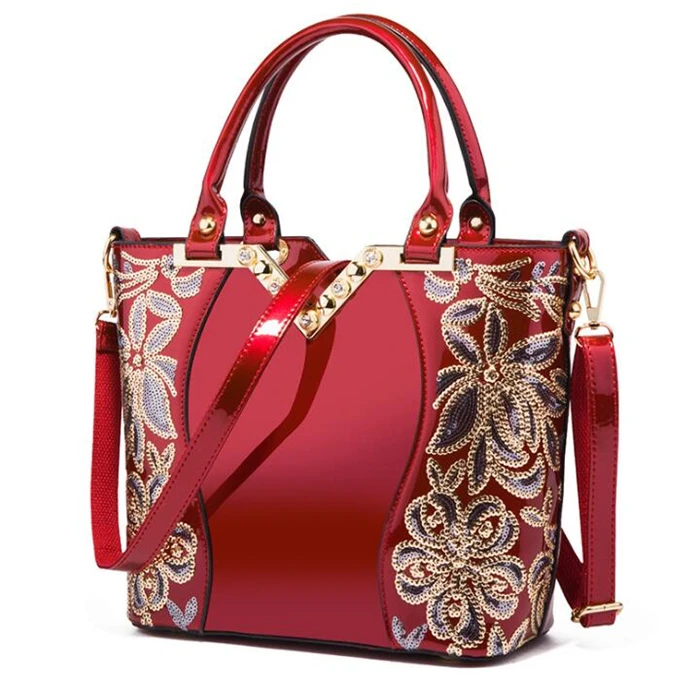 China Proveedor En Guangzhou Última Negro De Charol De Cuero Bordado Bolsas Bolsos De Las Mujeres - Buy Bags Handbags,Hard Leather Handbags Product on Alibaba.com