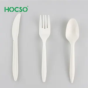 Image of Trade Assurance Cornstarch utensils PLA biodegradable cutlery Disposable spoon fork and knife