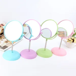 4 colors princess round double side adjustable plastic desktop mirror