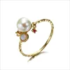 Daily Jewelry Women Simple Fashion 14K Plated Ring Ruby 925 Silver Baroque Pearl Gold Ring
