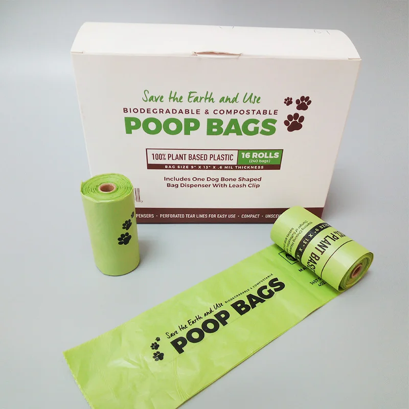 Corn Starch Based Pla Compostable Dog Poop Bag Private Label Dog Poop