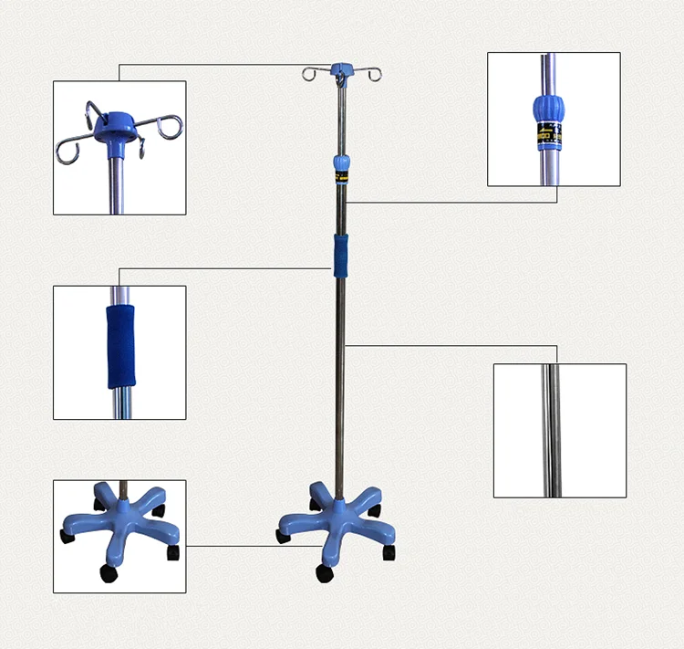Most popular hospital furniture stainless steel IV drip stand ABS medical equipment