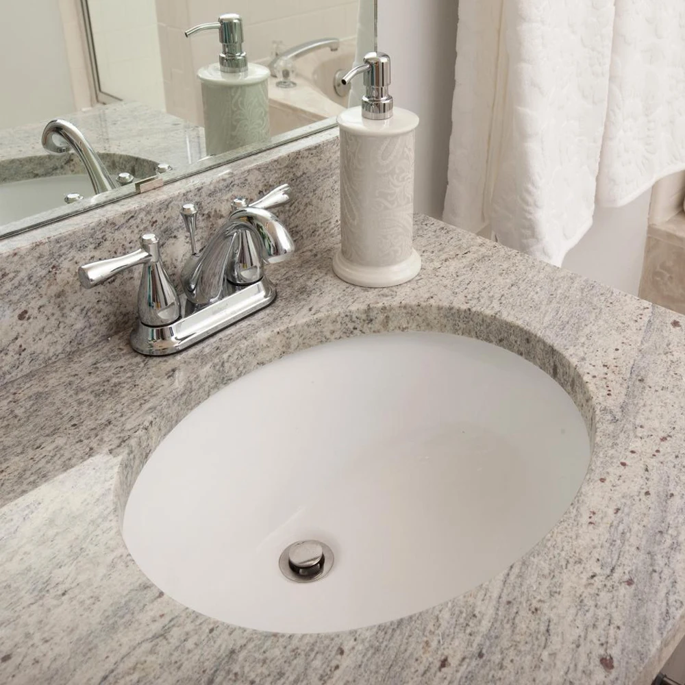 Prefab Kashmir White Granite Countertops 61 Inch Bathroom Platinum