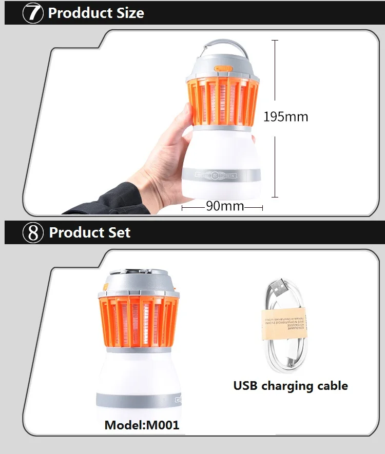 Smiling Shark Multi-function portable light  USB solor rechargeable travel light with Mosquito waterproof camping torch