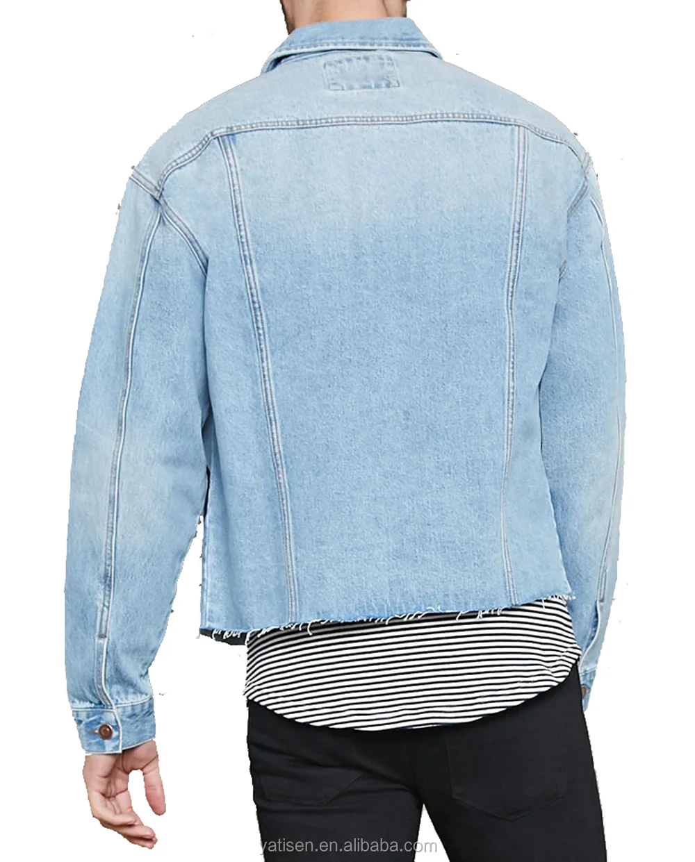 new Long Sleeve Metal Button Plain Unisex cotton Denim Jacket for men